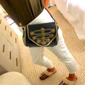 Military style mixed metal cross body bag